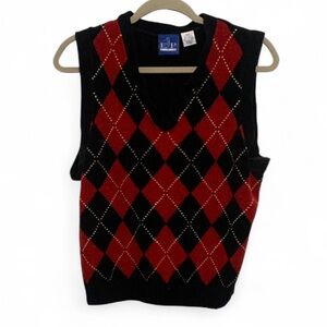 Y2K EP Pro Black Red Checkered Sweater Vest